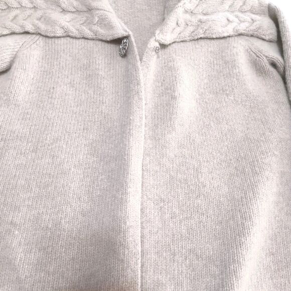 Sara Spencer XL Beige Lambswool Angora Cardigan Sweater Single Jewel Snap - Picture 7 of 11